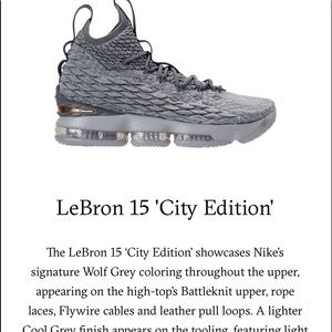 Nike Lebron 15 high top size 6.  City edition